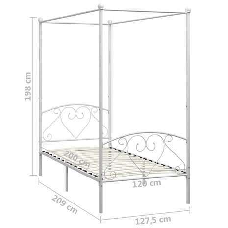 Hemelbedframe metaal wit 120x200 cm  5