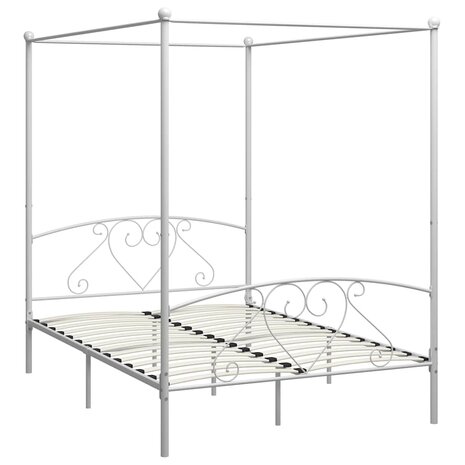 Hemelbedframe metaal wit 140x200 cm  2