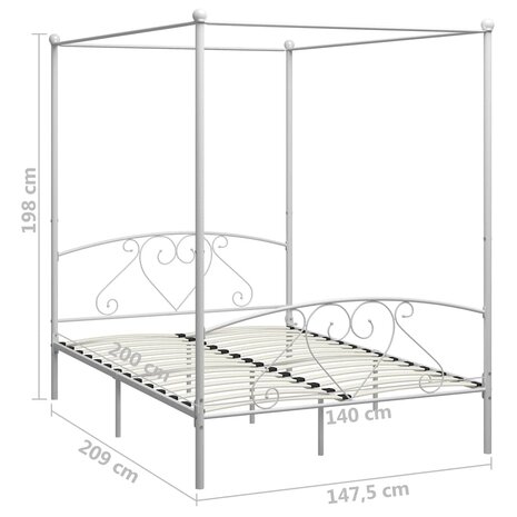 Hemelbedframe metaal wit 140x200 cm  5