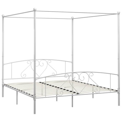 Hemelbedframe metaal wit 200x200 cm  2