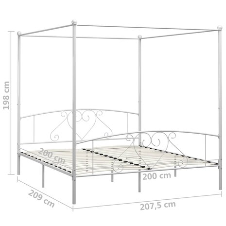 Hemelbedframe metaal wit 200x200 cm  5