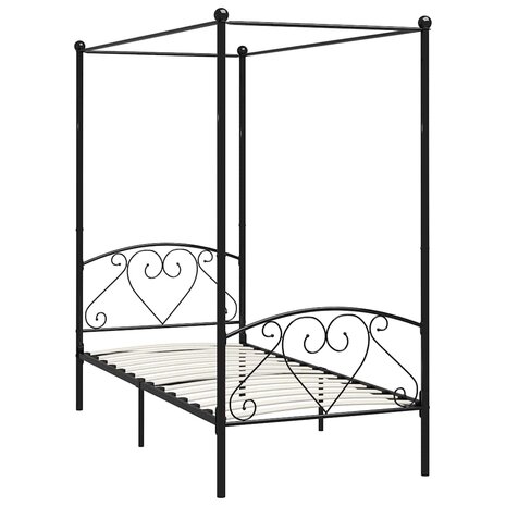 Hemelbedframe metaal zwart 90x200 cm  2