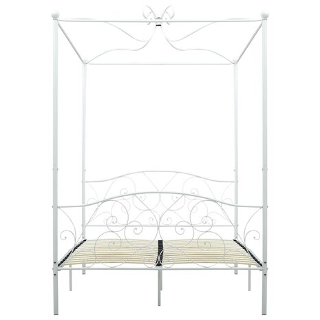 Hemelbedframe metaal wit 140x200 cm 3