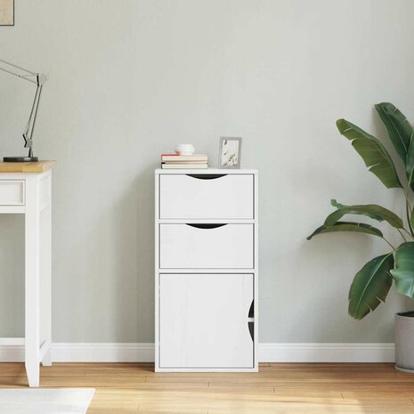 Bijzetkast met lades ODDA wit 40x24x79 cm massief grenenhout 3