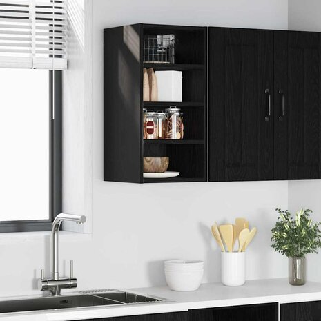 Hangkast Zwart eiken 30 x 29,5 x 60 cm Bewerkt hout 1