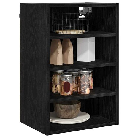 Hangkast Zwart eiken 40 x 29,5 x 60 cm Bewerkt hout 3