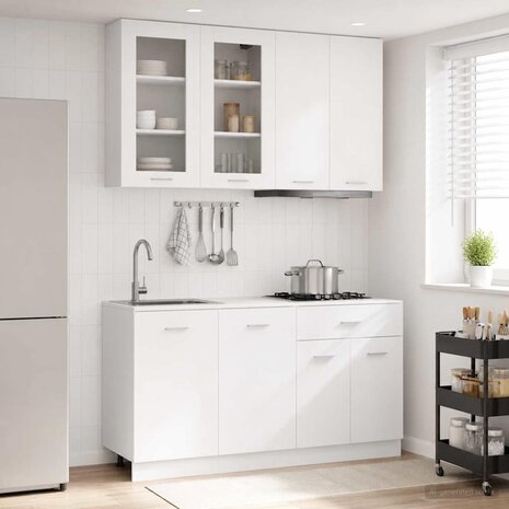 Keukenblok LYON 4 st Wit Bewerkt hout 1