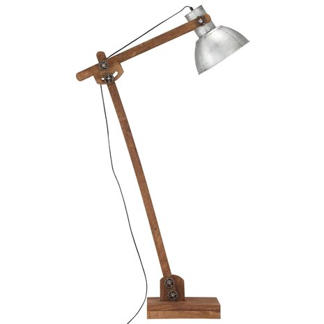 Vloerlamp E27 massief mangohout zilverkleurig 4
