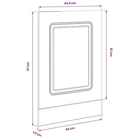 Vaatwasserpaneel Kalmar 45x1,5x57 cm bewerkt hout hoogglans wit 8
