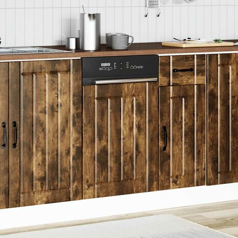 Vaatwasserpaneel Lucca bewerkt hout gerookt eikenkleurig 3