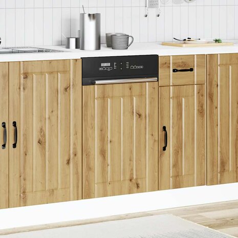Vaatwasserpaneel Lucca bewerkt hout artisanaal eikenkleur 3