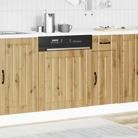 Vaatwasserpaneel Lucca bewerkt hout artisanaal eikenkleur 3