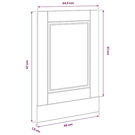 Vaatwasserpaneel Porto 45x1,5x57 cm bewerkt hout hoogglans wit 8