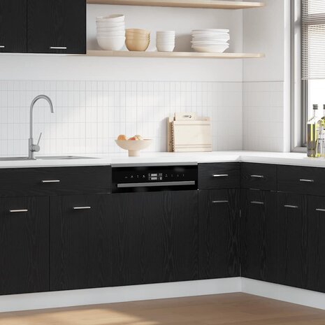 Vaatwasserpaneel Lyon 60x1,5x67 cm bewerkt hout zwart eiken 1
