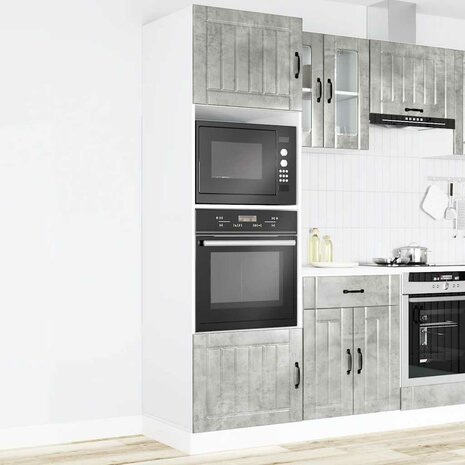 Ovenkasten 2 st Lucca bewerkt hout betongrijs 3
