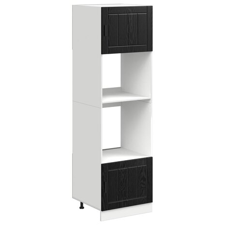 Ovenkast PORTO Zwart Eiken 60 x 57 x 207 cm Bewerkt hout 2