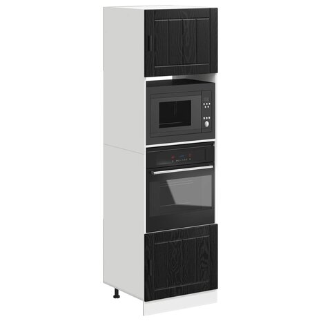 Ovenkast PORTO Zwart Eiken 60 x 57 x 207 cm Bewerkt hout 3