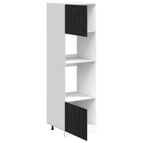 Ovenkast PORTO Zwart Eiken 60 x 57 x 207 cm Bewerkt hout 4