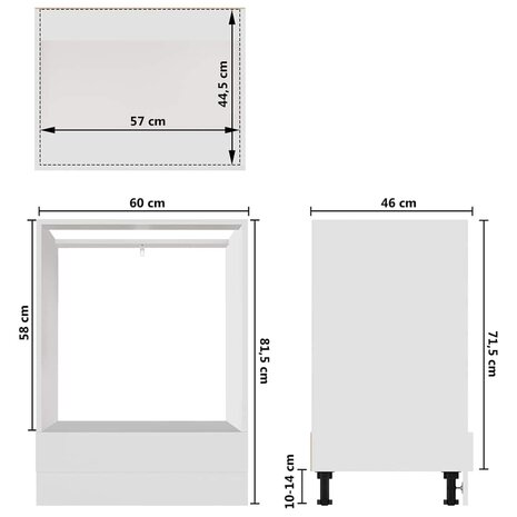 Ovenkast Lyon 60x46x81,5 cm bewerkt hout wit 9
