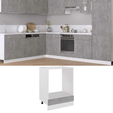 Ovenkast Lyon 60x46x81,5 cm bewerkt hout betongrijs 1
