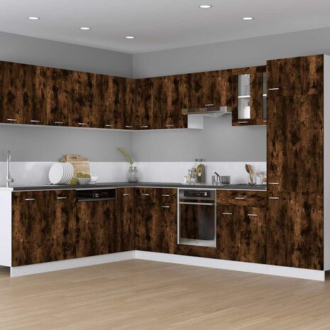 Ovenkast Lyon 60x46x81,5 cm bewerkt hout gerookt eikenkleurig 3