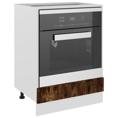 Ovenkast Lyon 60x46x81,5 cm bewerkt hout gerookt eikenkleurig 4