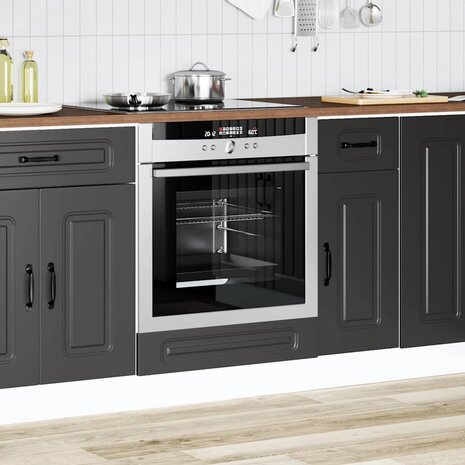 Ovenkast Kalmar bewerkt hout zwart 3
