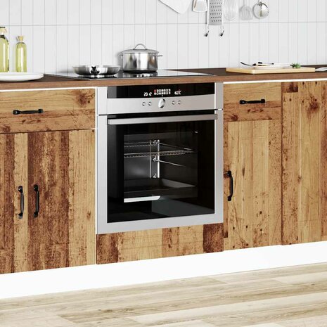 Ovenkast Kalmar bewerkt hout oud houtkleurig 3