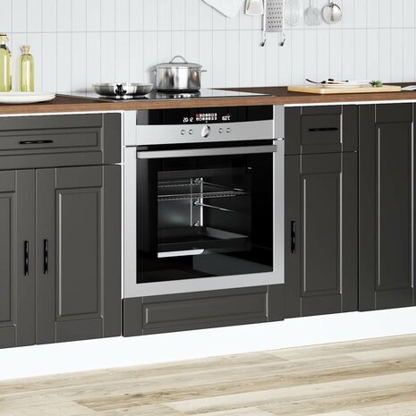 Ovenkast "Porto" bewerkt hout zwart 3