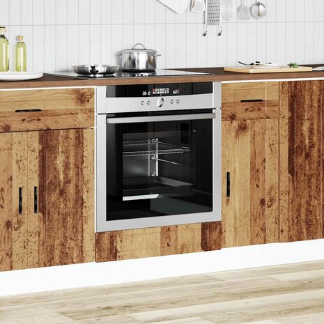 Ovenkast "Porto" bewerkt hout oud houtkleurig 3