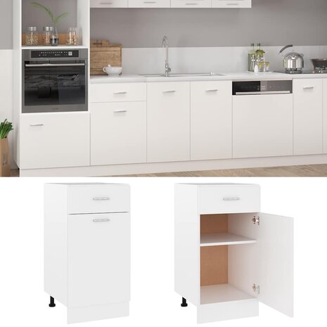 Onderkast met lade Lyon 40x46x81,5 cm bewerkt hout wit 2