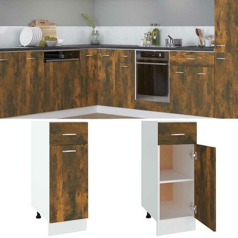 Onderkast met lade Lyon 30x46x81,5 cm bewerkt hout gerookt eiken 1