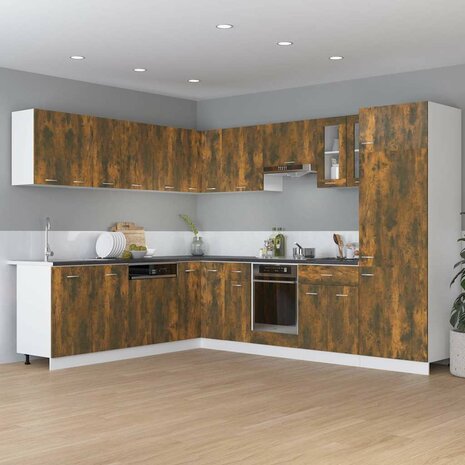 Onderkast met lade Lyon 30x46x81,5 cm bewerkt hout gerookt eiken 3