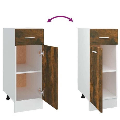 Onderkast met lade Lyon 30x46x81,5 cm bewerkt hout gerookt eiken 8