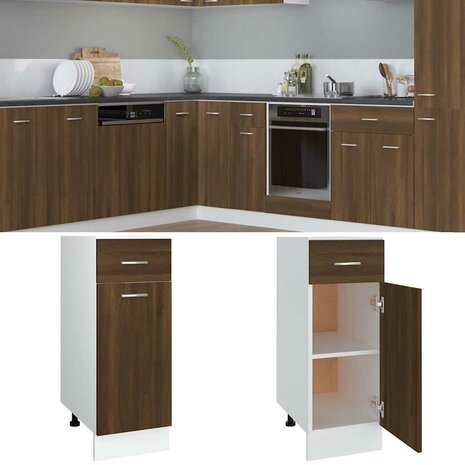 Onderkast met lade Lyon 30x46x81,5 cm bewerkt hout bruin eikenkleur 1