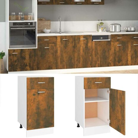 Onderkast met lade Lyon 40x46x81,5 cm bewerkt hout gerookt eiken 1
