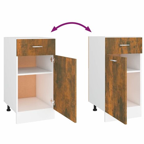 Onderkast met lade Lyon 40x46x81,5 cm bewerkt hout gerookt eiken 7