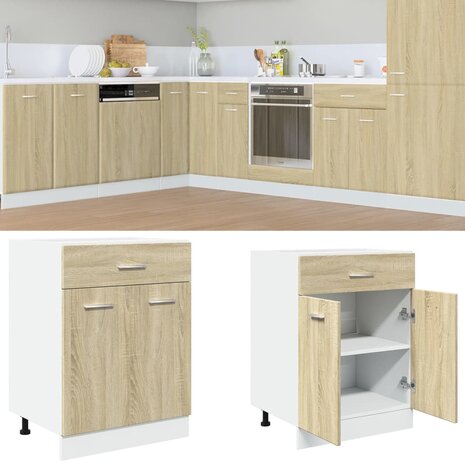 Onderkast met lade Lyon 60x46x81,5 cm bewerkt hout sonoma eikenkleurig 1