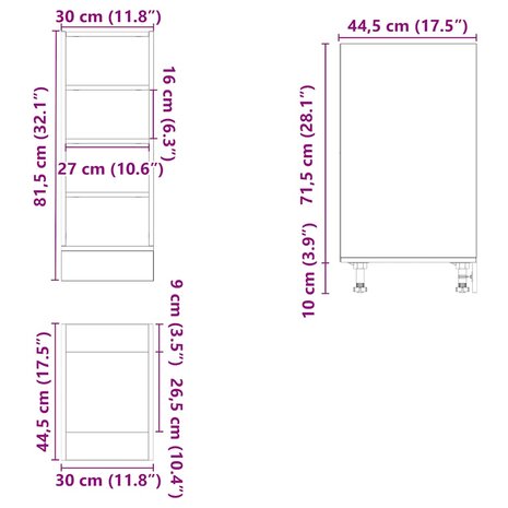 Onderkast Riga 30x44,5x81,5 cm bewerkt hout sonoma eikenkleurig 9