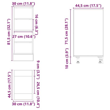 Onderkast Riga 30x44,5x81,5 cm bewerkt hout gerookt eikenkleurig 9