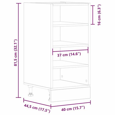 Onderkast Riga 40x44,5x81,5 cm bewerkt hout artisanaal eikenkleur 9