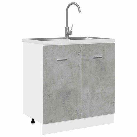 Wastafelonderkast Lyon 80x46x81,5 cm bewerkt hout betongrijs 4