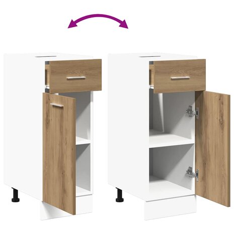 Onderkast met lade Lyon 30x46x81,5 cm bewerkt hout artisanaal eiken 7