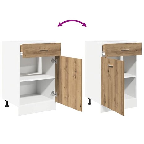 Onderkast met lade Lyon 40x46x81,5 cm bewerkt hout artisanaal eiken 7