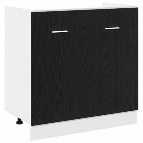 Onderkast voor spoelbak zwart eiken 80x46x81,5 cm bewerkt hout 2