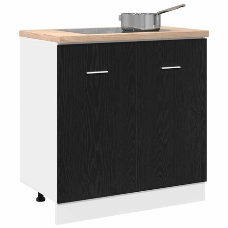 Onderkast voor spoelbak zwart eiken 80x46x81,5 cm bewerkt hout 4