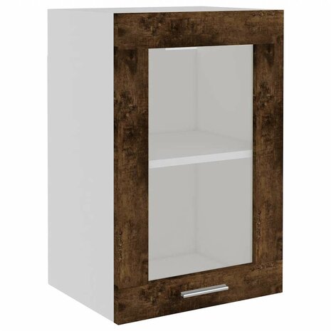 Bovenkast Lyon 40x31x60 cm glas en bewerkt hout gerookt eikenkleurig 2