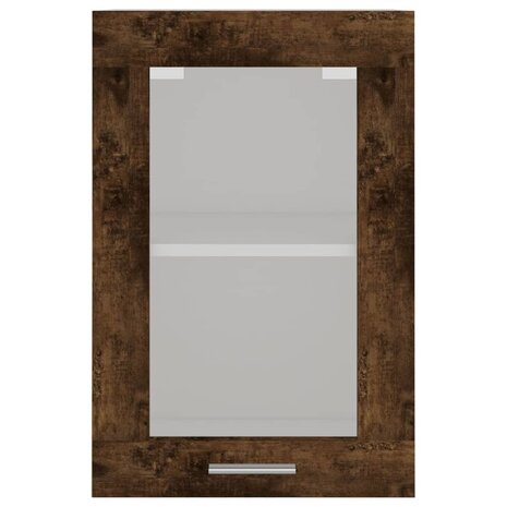 Bovenkast Lyon 40x31x60 cm glas en bewerkt hout gerookt eikenkleurig 5