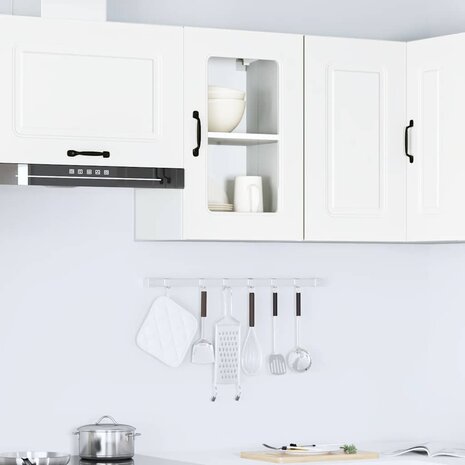 Keukenbovenkast met glazen deur Kalmar bewerkt hout wit 1