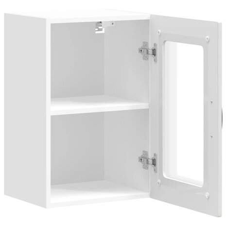 Keukenbovenkast met glazen deur Kalmar bewerkt hout wit 7